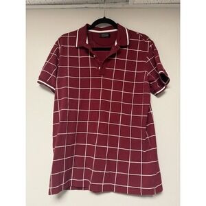 Zara Men Red‎ Checkered Polo Size L